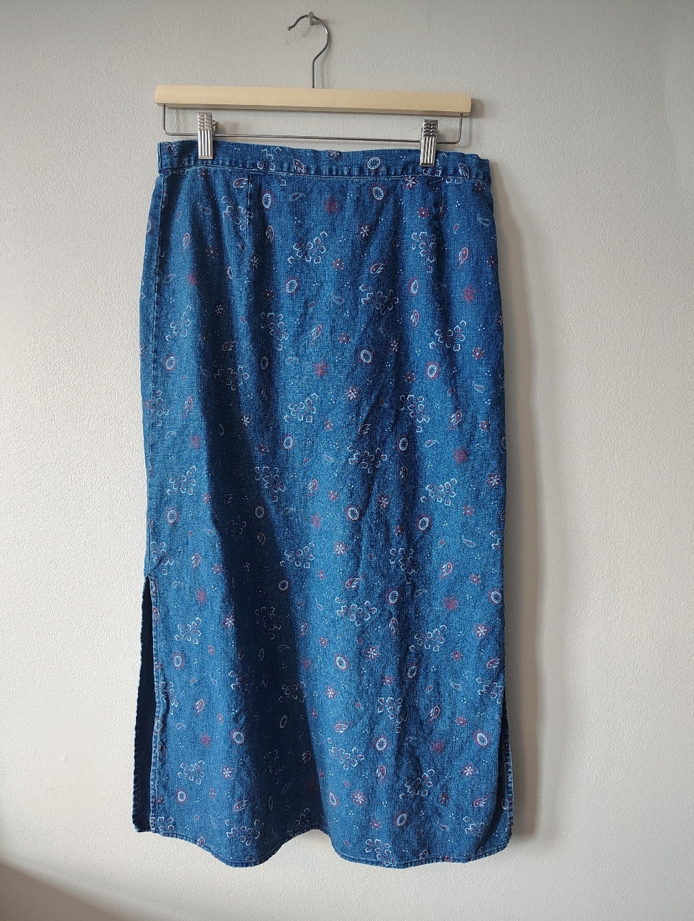 Vintage Requirements Cotton-Linen Floral Midi Maxi Skirt